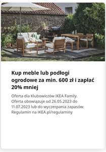 Kup meble lub podłogi ogrodowe za min. 600 zł, a zapłacisz za nie 20% mniej. Oferta dla Klubowiczów IKEA Family