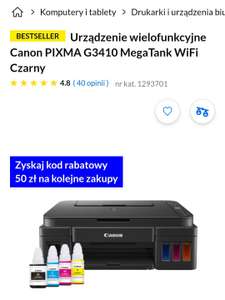 Drukarka Canon PIXMA G3410 + kod rabatowy na kolejny zakup 50 złotych (możliwe 499zł)