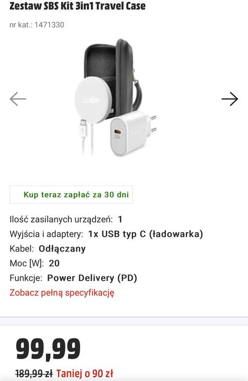 Ładowarka do apple 20w USB C Mag Charge Zestaw SBS Kit 3in1 Travel Case