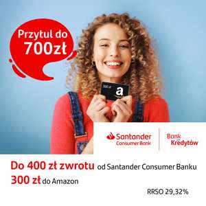 700zł bonusu – 400zł + 300zł do Amazon za założenie i korzystanie z karty kredytowej Visa Comfort @ Santander Consumer Bank + PepperBonus