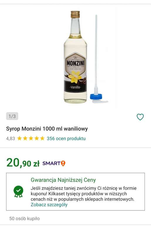 Syrop Monzini 1000 ml waniliowy