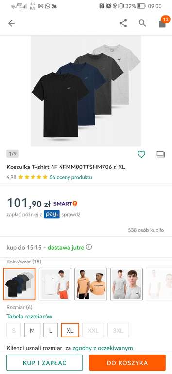 Koszulka x4 T-shirt 4F 4FMM00TTSHM706 r.