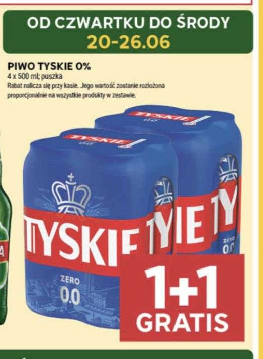Piwo Tyskie zero puszka 500 ml. 4+4 gratis; orzeszki felix z pieca, prażone opak.140g. - drugie 50% taniej (6,30zł./szt przy zakupie 2 opak)