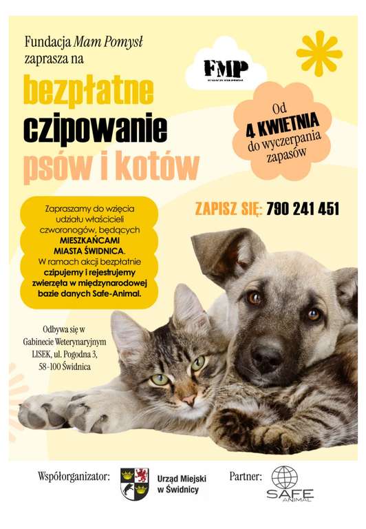 Akcja darmowego czipowania psów i kotów w Świdnicy.