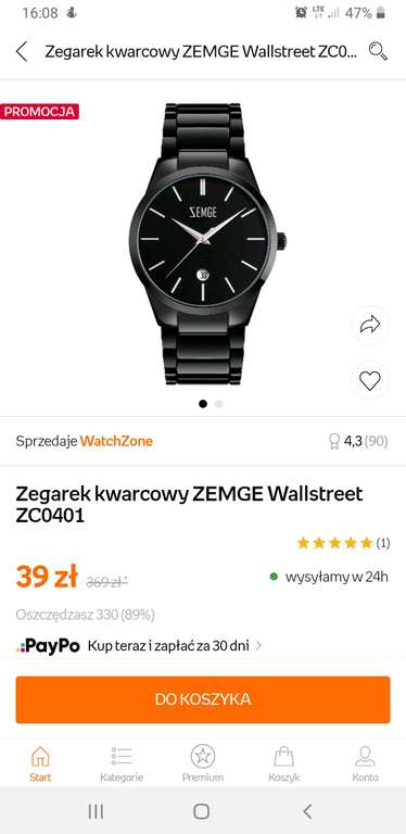 Zegarek kwarcowy ZEMGE Wallstreet ZC0401 - Wyprzedaż zegarków w Empiku