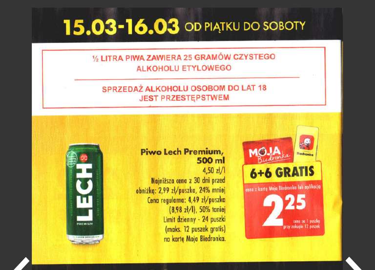 Piwo Lech Premium puszka 500 ml 6+6 gratis