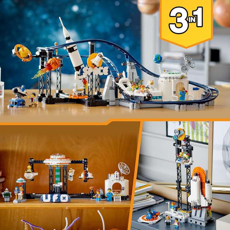 LEGO 31142 Creator 3w1 Kosmiczna kolejka górska, wieża zrzutu z windą i karuzela