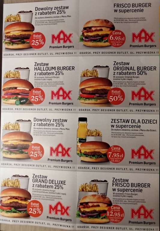 Kupony Max Premium Burgers Gdańsk