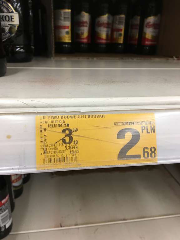 Piwo Budweiser jasne, Auchan Galeria Bronowice Kraków