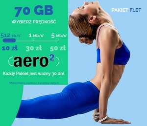 Aero2 Nowe Pakiety 70GB za 30dni