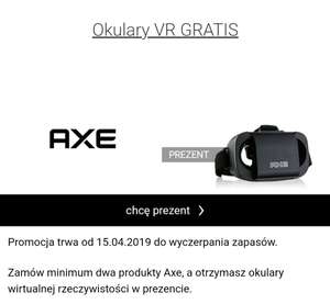 Darmowe okulary VR do dwóch produktów AXE na iperfumy.pl