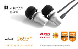 HiFIMAN RE400 słuchawki dokanałowe 200zł taniej