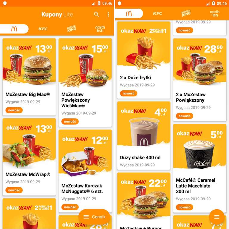Kupony McDonald's - wrzesień 2019