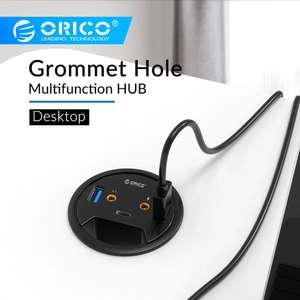 Hub USB Orico montowany w biurko, 2 x USB3.0 1 x USB Type-C, gniazdo mikrofonowe i słuchawkowe, za 10,50$