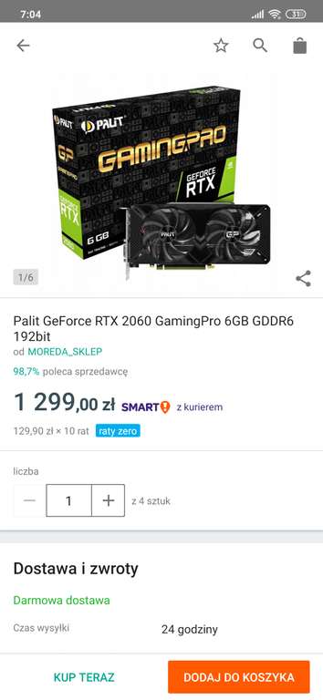 Palit GeForce RTX 2060 GamingPro 6GB GDDR6 192bit Karta graficzna