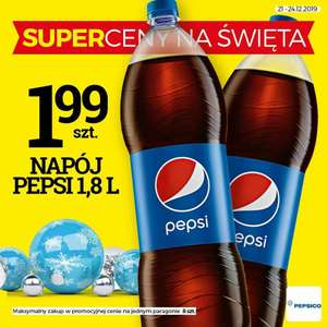 Napój PEPSI Cola 1,8L za 1,99 zł (1,10 zł/L) @TOPAZ