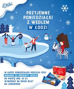 Drugi bilet na lodowisko za darmo od Wedel po pokazaniu paragonu z jego produktami za 10zl Łódź/Lublin
