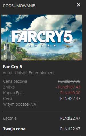 Far cry 5 - epic games (potrzebny grudniowy kupon rabatowy)
