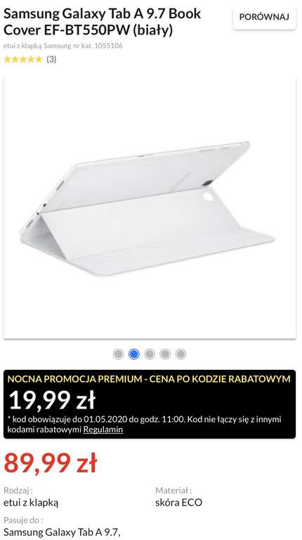 Etui z klapka Samsung Galaxy Tab A 9.7 Book Cover EF-BT550PW (biały)