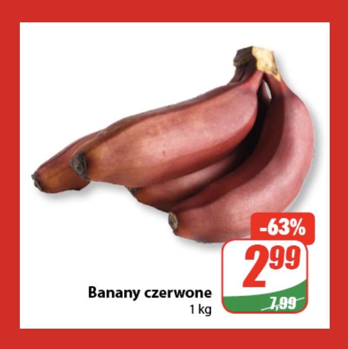 Banany czerwone 2,99 zł/kg @ dino
