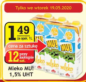 Mleko MU! 1,5% Cena przy zakupie 12 szt. @Gram Market