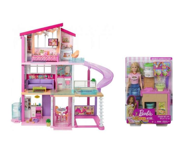 Duży domek dla lalek Barbie + lalka Barbie w al.to