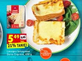 Lasagne bolognese Dania Express 450 g. za 5,49 zł. Biedronka