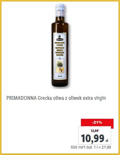 Grecka oliwa z oliwek "Primadonna" 500ml (Lidl)