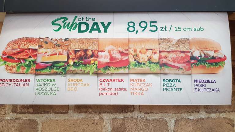 Subway | Dowolny Sub of The Day za 8,95 | Nowe SoTD