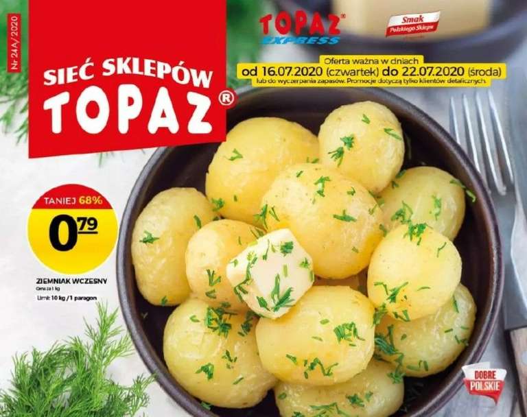 Topaz ziemniaki wczesne -68% taniej max 10kg