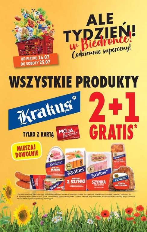 Wszystkie produkty Krakus 2+1 gratis i Delma 500g za 1.75zł przy zakupie 3szt z kartą - Biedronka