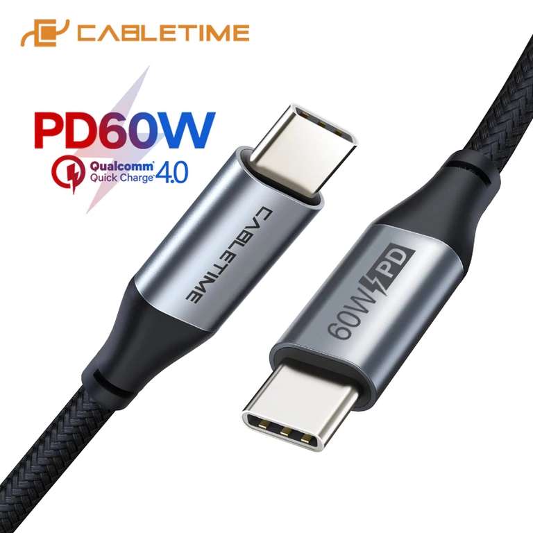 CABLETIME PD 60W kabel USB C dł 1m