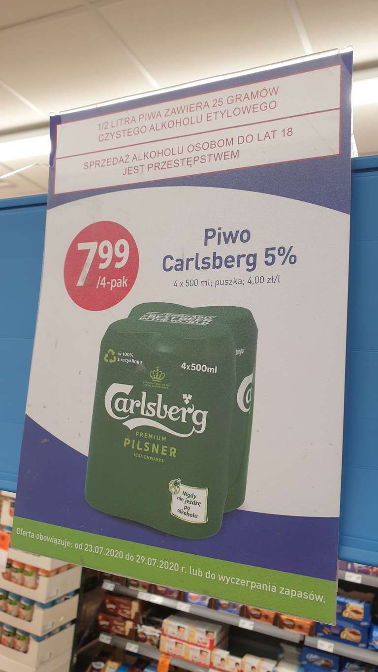 Carlsberg 4 pak Stokrotka Optima 1,99 sztuka
