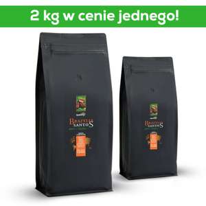 Łącznie 2250g: kawa ziarnista Brazylia Santos 1kg + 1kg + dodatkowe 250g Gwatemala Antigua SHB