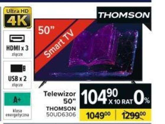 Telewizor LED 50" THOMSON 50UD6306 4K UHD, SMART TV, Dolby Audio, 3x HDMI - Carrefour