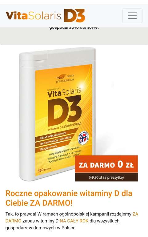 Vita Solaris D3- Darmowy zestaw tabletek na cały rok !