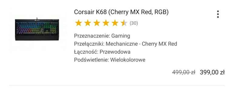 Corsair K68 RGB (CherryMX Red) - mechaniczna klawiatura