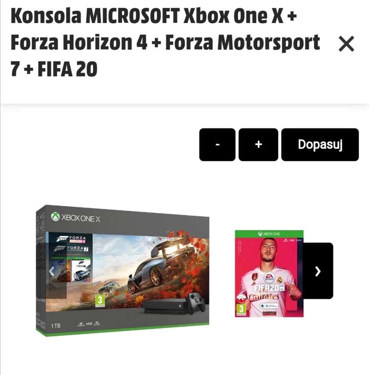 XBOX ONE X + FORZA HORIZON 4 + FORZA MOTORSPORT 7 + FIFA 20