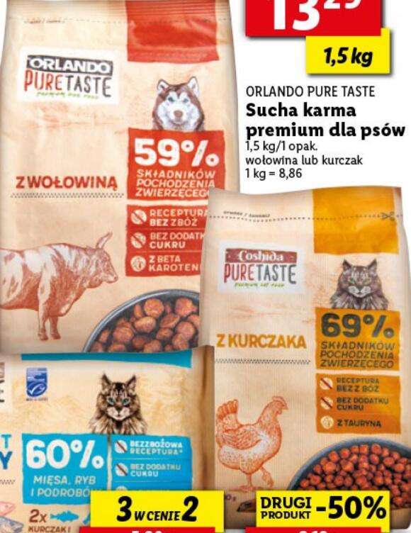 Bezzbożowe karmy premium dla psa/kota w Lidlu