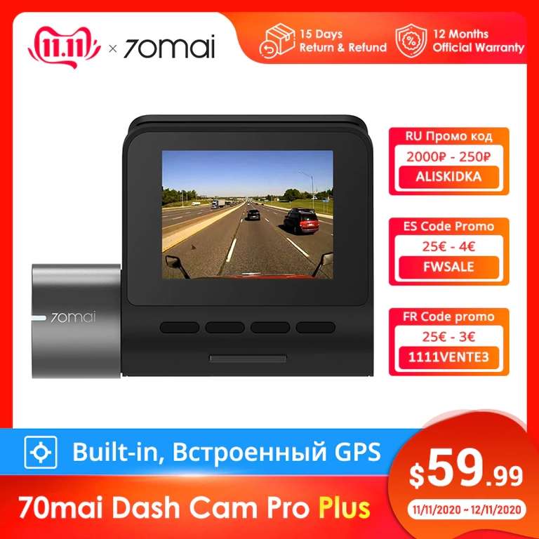 Wideorejestrator 70mai Dash Cam Pro Plus A500 2.7K z PL! NAJNOWSZY MODEL