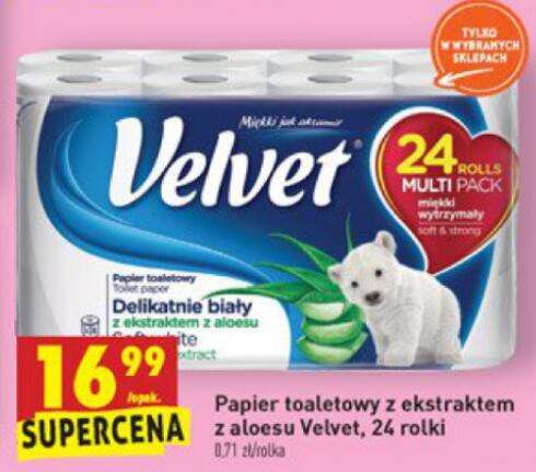 Papier toaletowy Velvet 24 rolki za 16,99zł - Biedronka