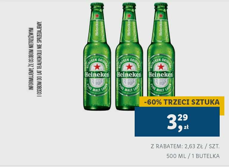 Lidl - 3 piwo Heineken taniej o 60%