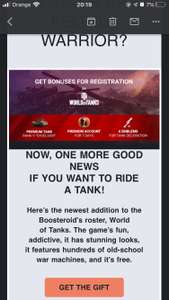 Bonus do world of tanks od Boosteroid