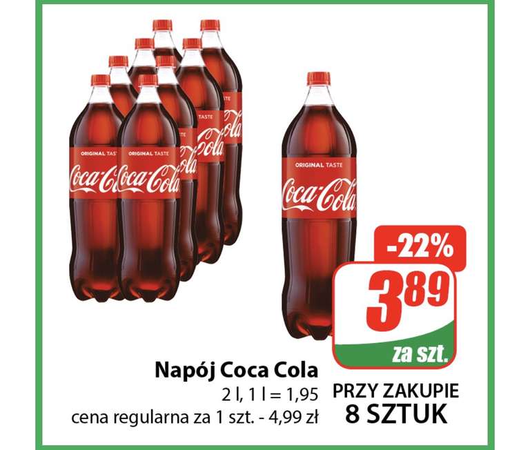 Coca Cola 2l 3,89zł przy zakupie 8szt - DINO