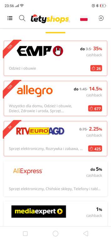 LetyShops cashback Allegro 14,5 %