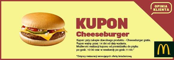 Cheeseburger gratis po wypełnieniu ankiety