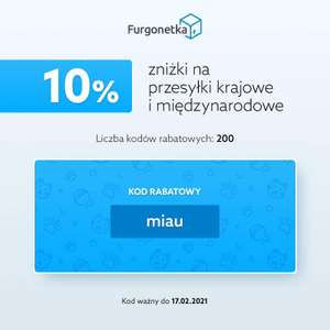 200 kuponów 10% rabatu w Furgonetka.pl na przesyłki krajowe i zagraniczne