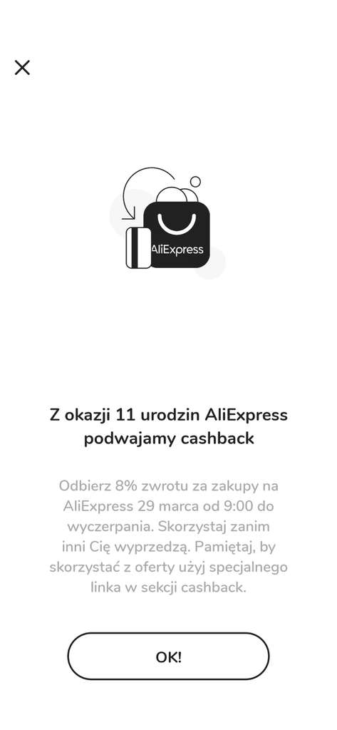 Cashback natychmiastowy 8% Zen AliExpress