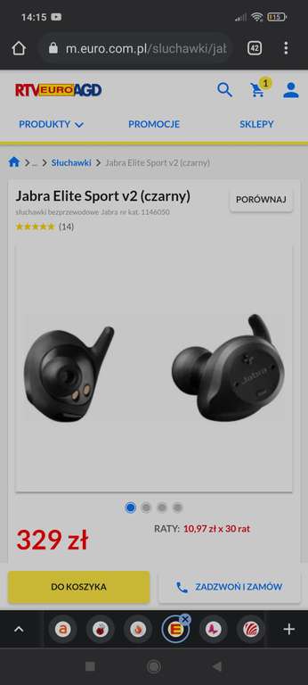 Słuchawki bezprzewodowe Jabra Elite Sport v2 (czarny) i (czarno-limonkowy) w RTV Euro AGD