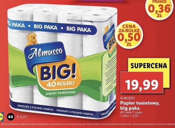 Papier toaletowy Almusso BIG PAKA 40 rolek (0.50zł/rolka) | Lidl
